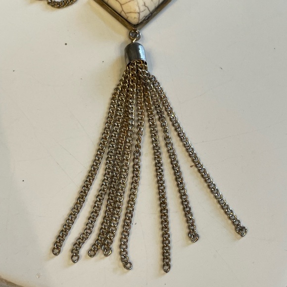 Yellow Goldtone Vertical Charm Tassel Pendant Gift For Women 20” - Picture 4 of 5